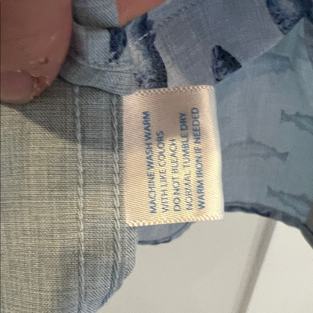 Southern Tide Blue Fish Pattern Performance button down - Picture 7 of 8